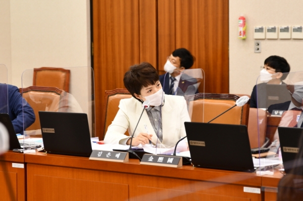 국민의힘 김은혜 의원이 상임위에서 대장동 관련 질의를 하고있다.